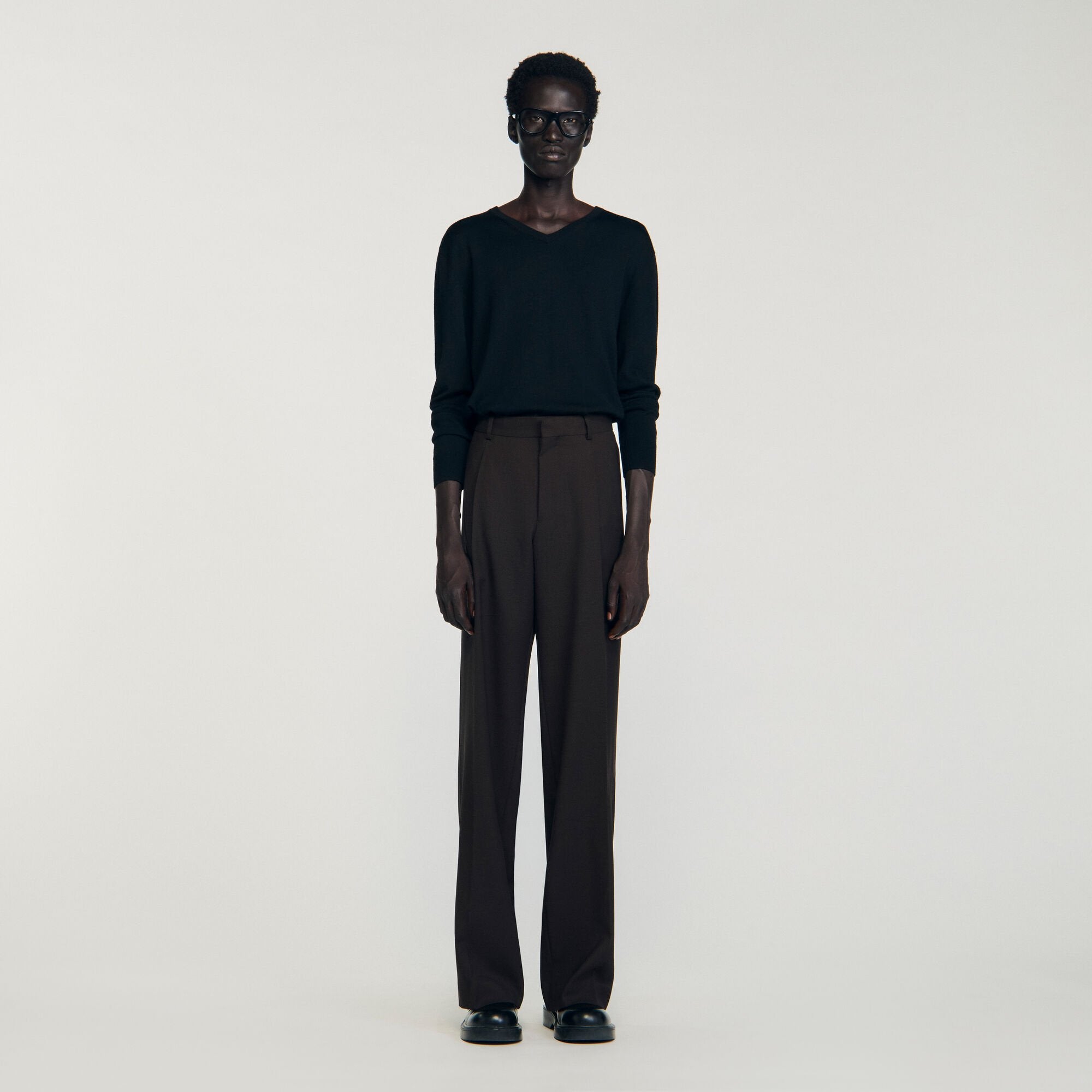 Sandro / Wool suit trousers Chocolate