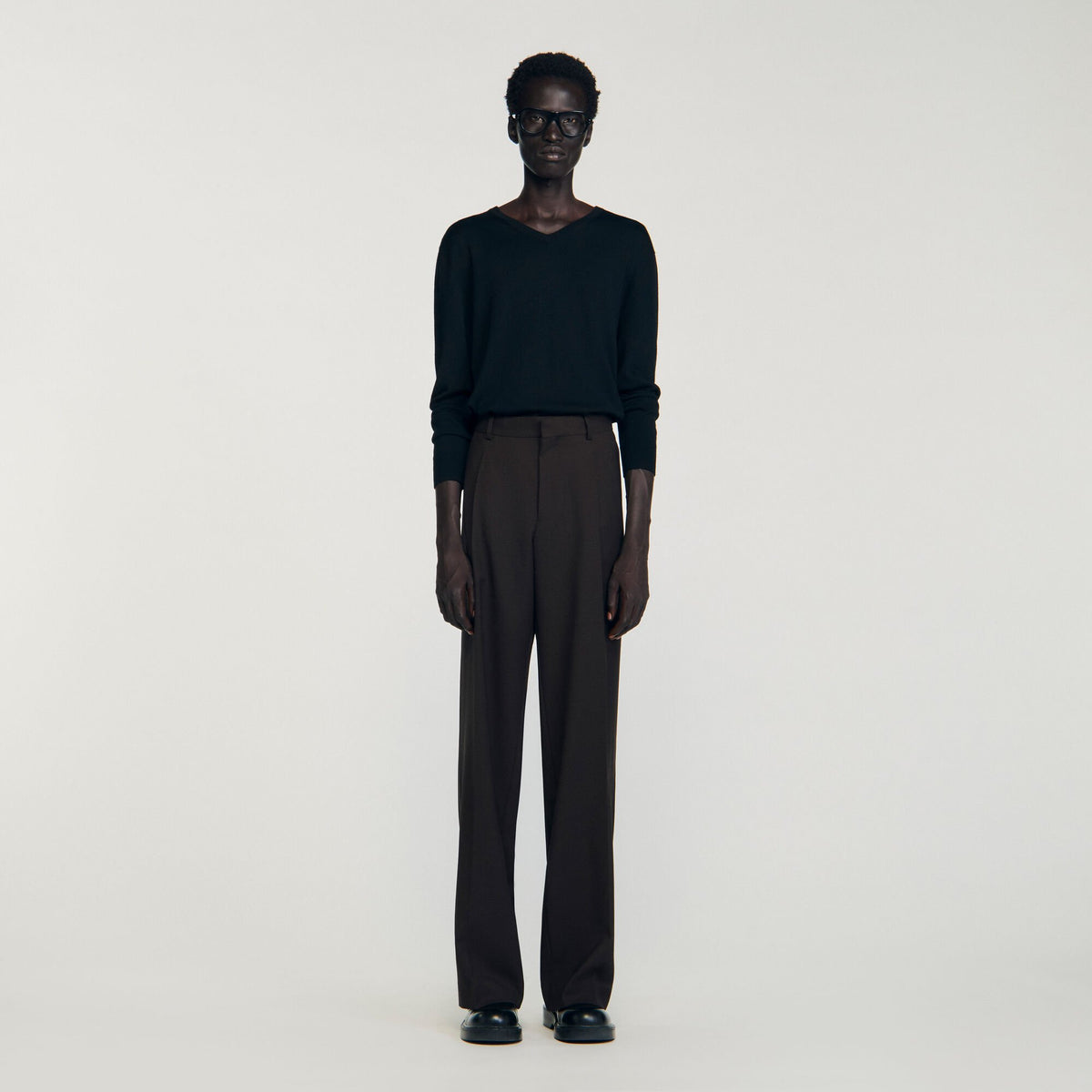 Sandro / Wool suit trousers Chocolate