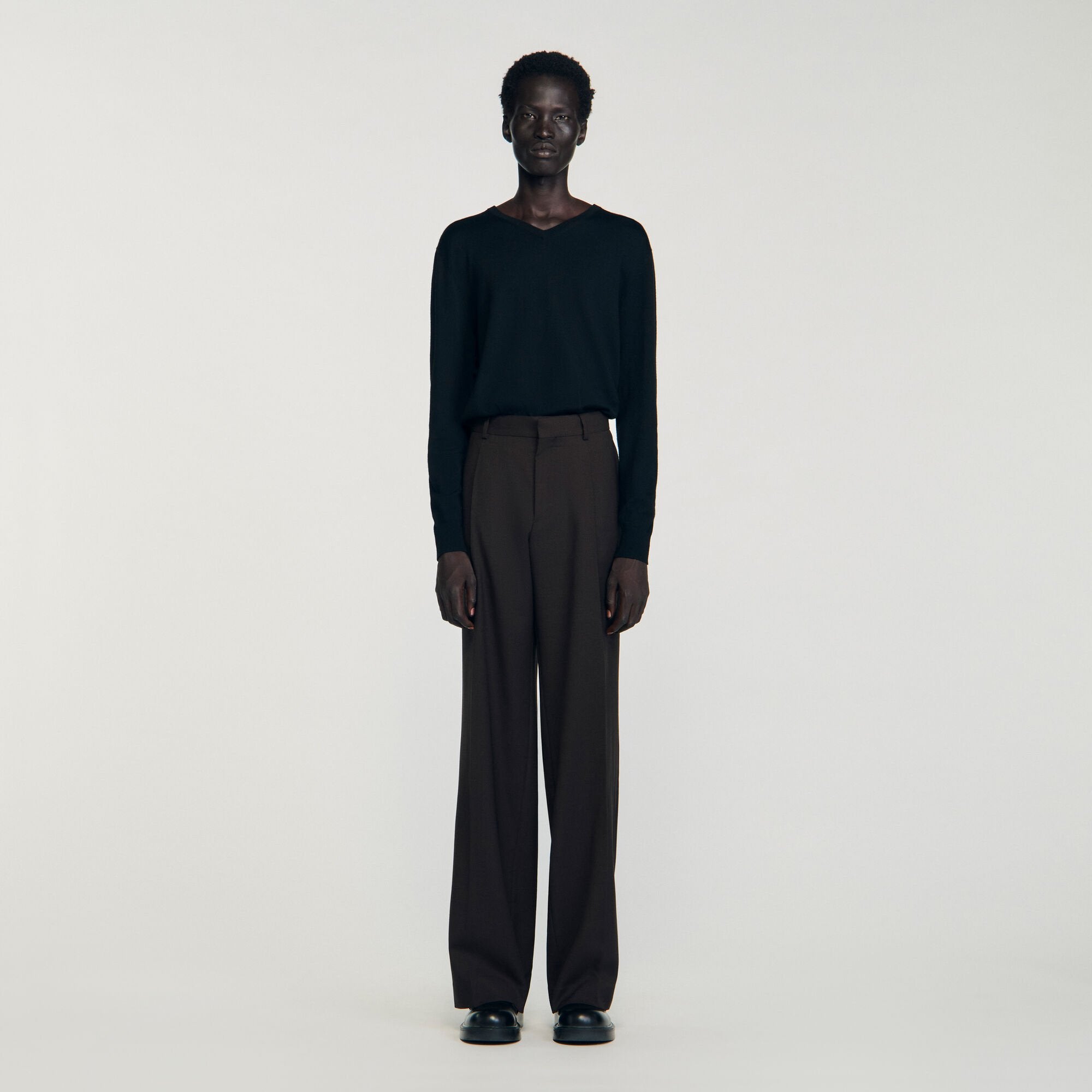 Sandro / Wool suit trousers Chocolate