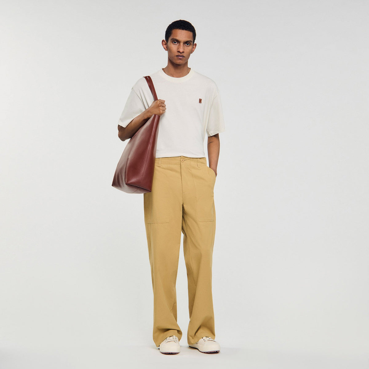 Sandro / Wide-leg cotton trousers Ocher Yellow