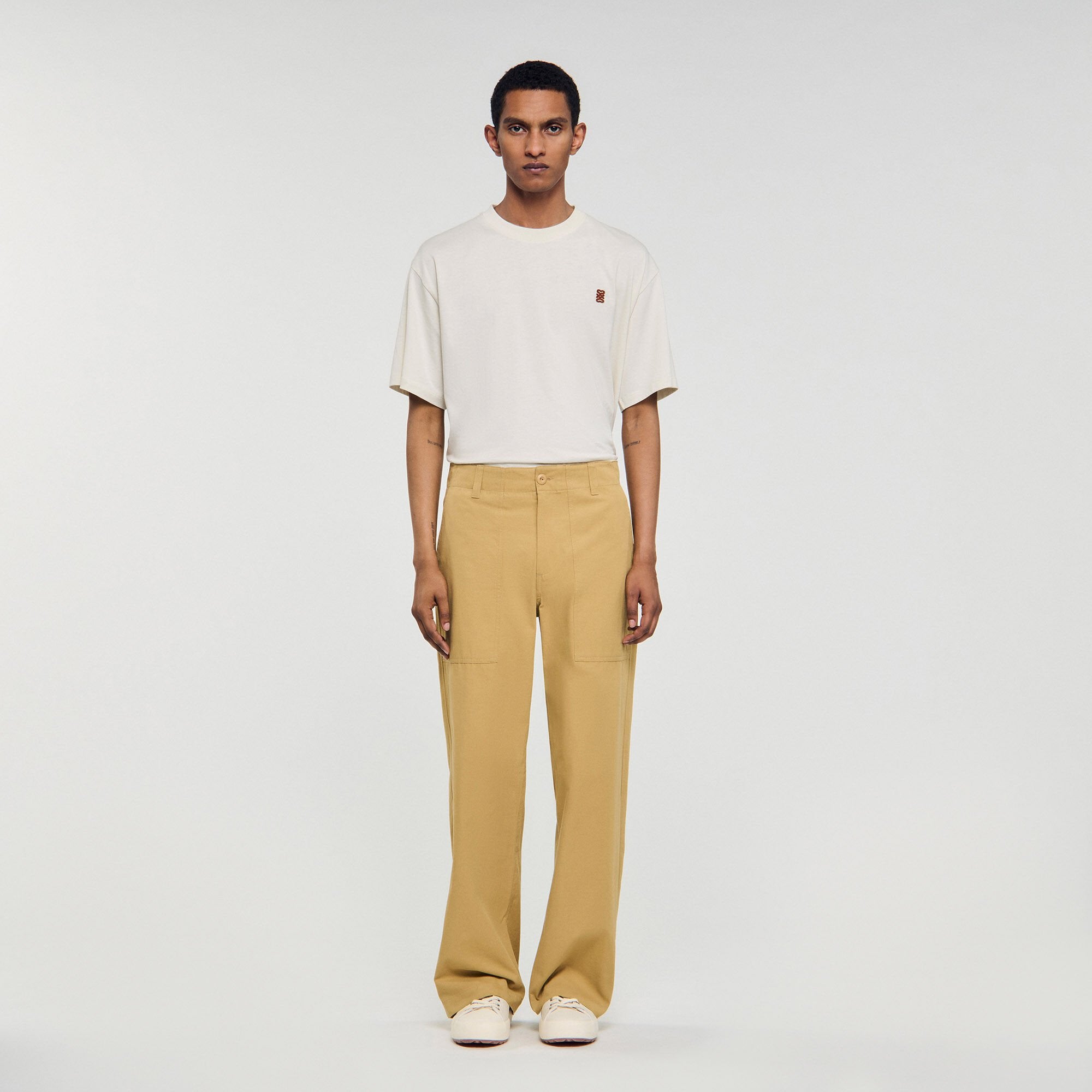 Sandro / Wide-leg cotton trousers Ocher Yellow