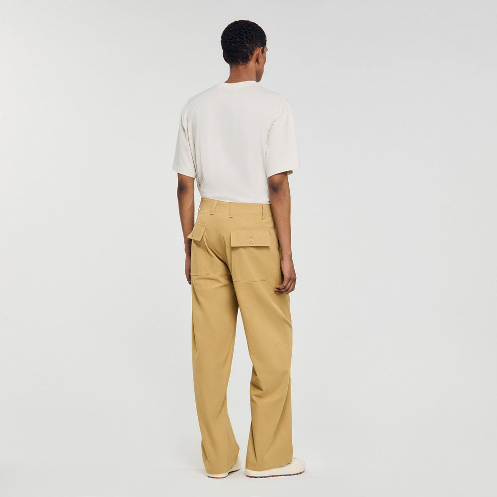 Sandro / Wide-leg cotton trousers Ocher Yellow