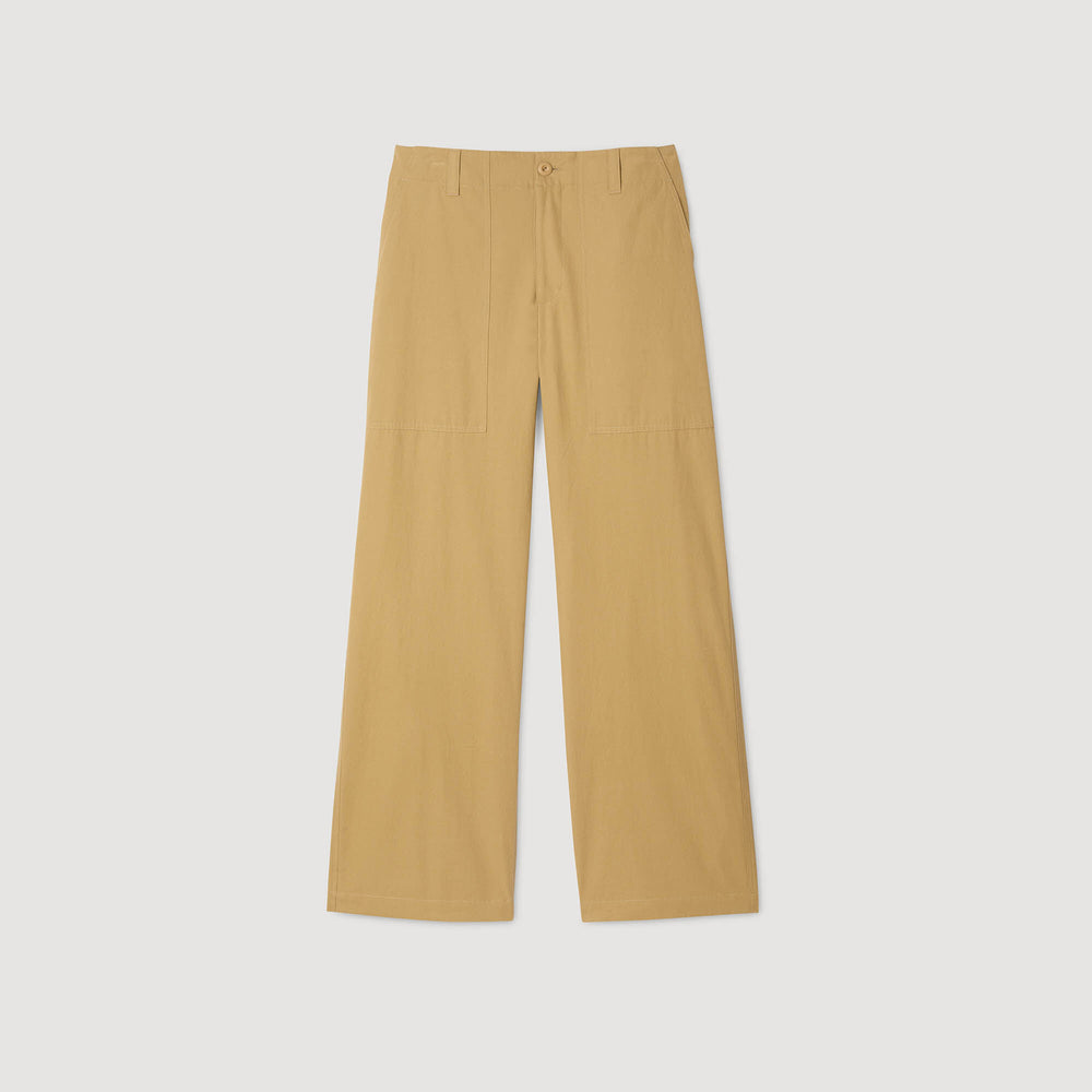 Sandro / Wide-leg cotton trousers Ocher Yellow