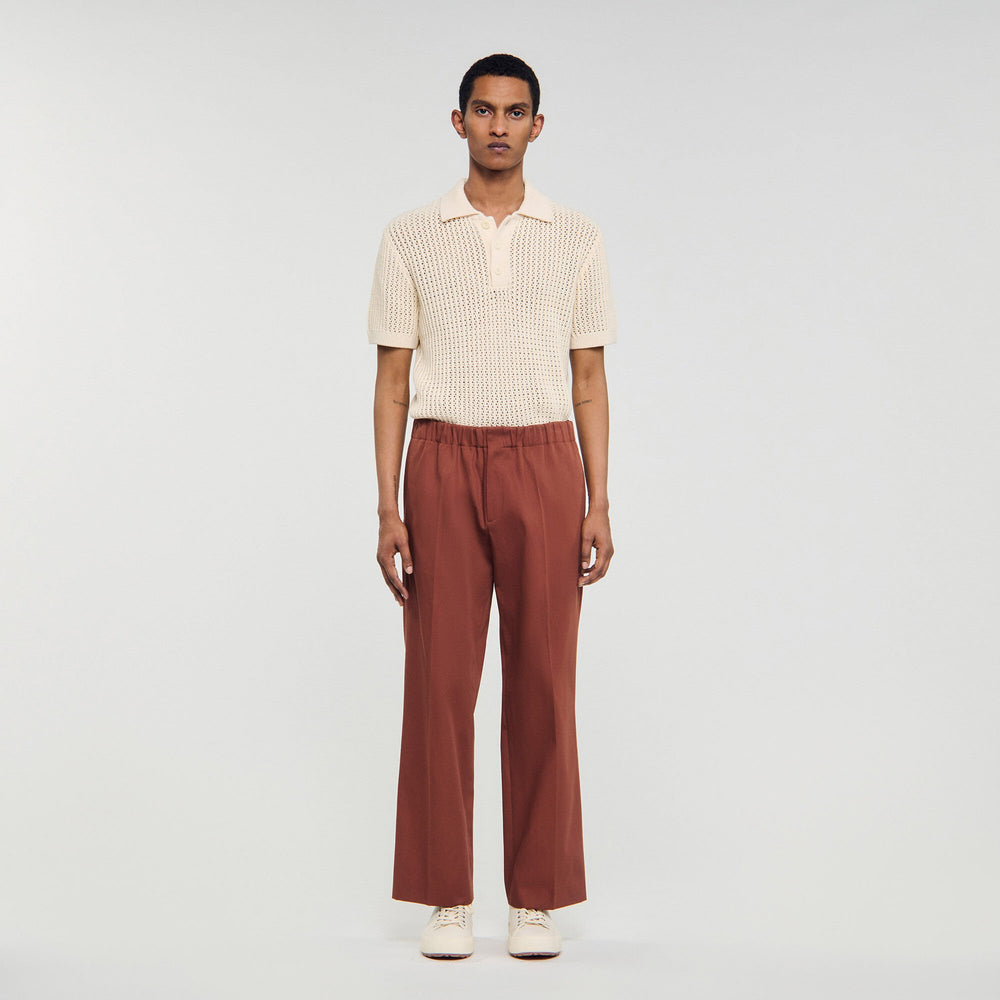 Sandro / Elasticated wide-leg cotton trousers Terra