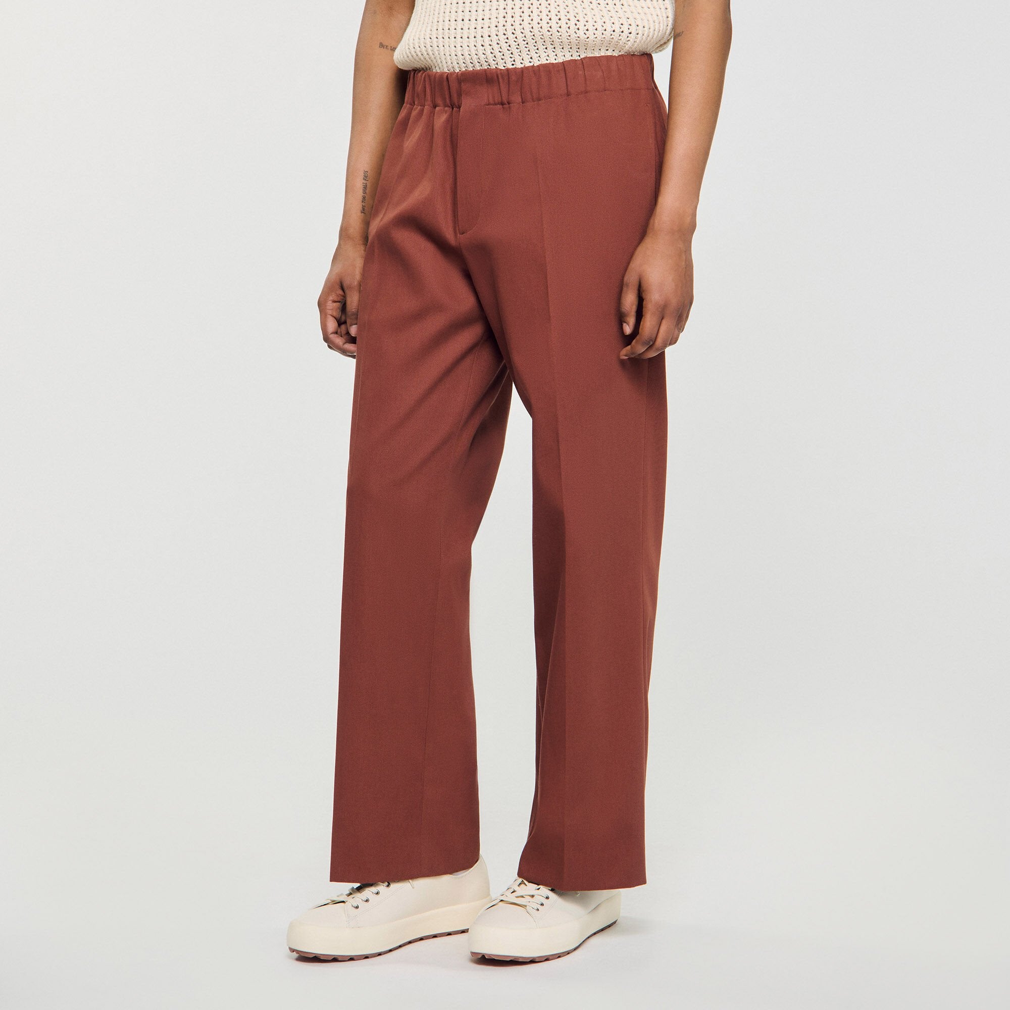 Sandro / Elasticated wide-leg cotton trousers Terra