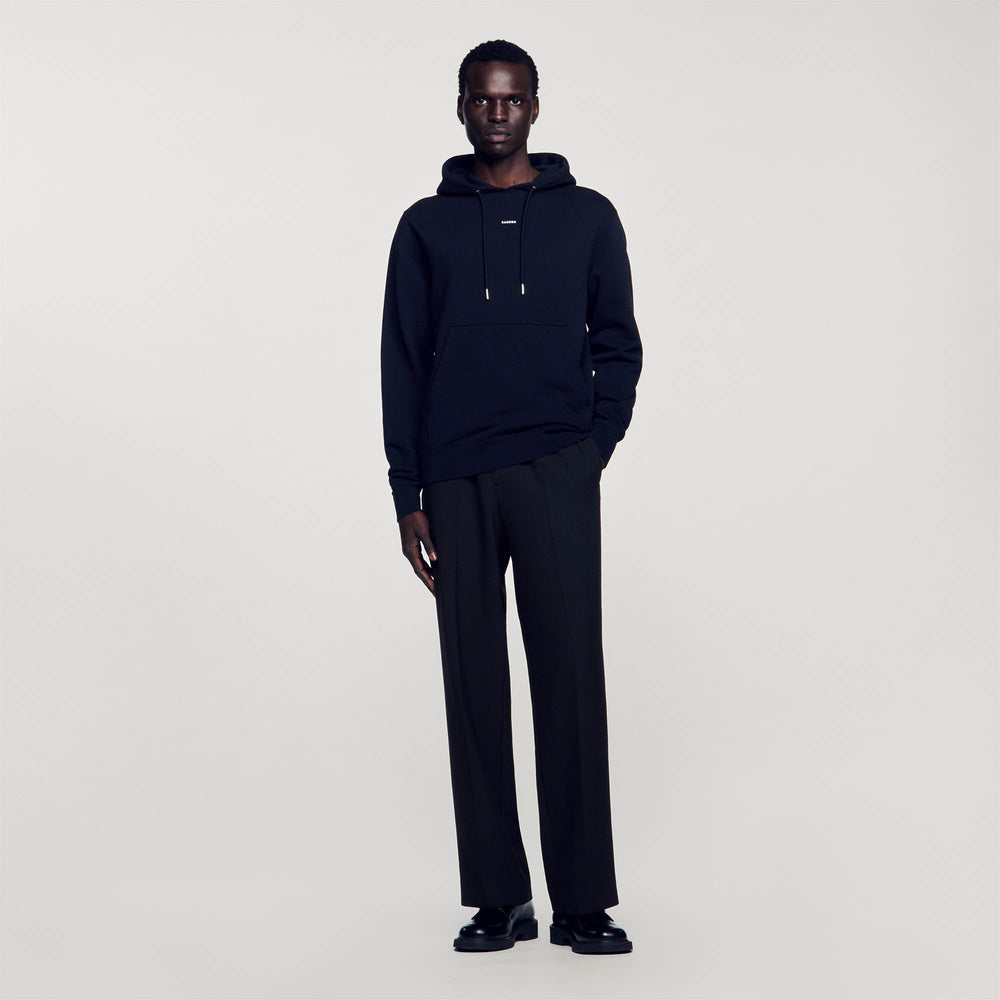 Sandro / Embroidered hoodie Black