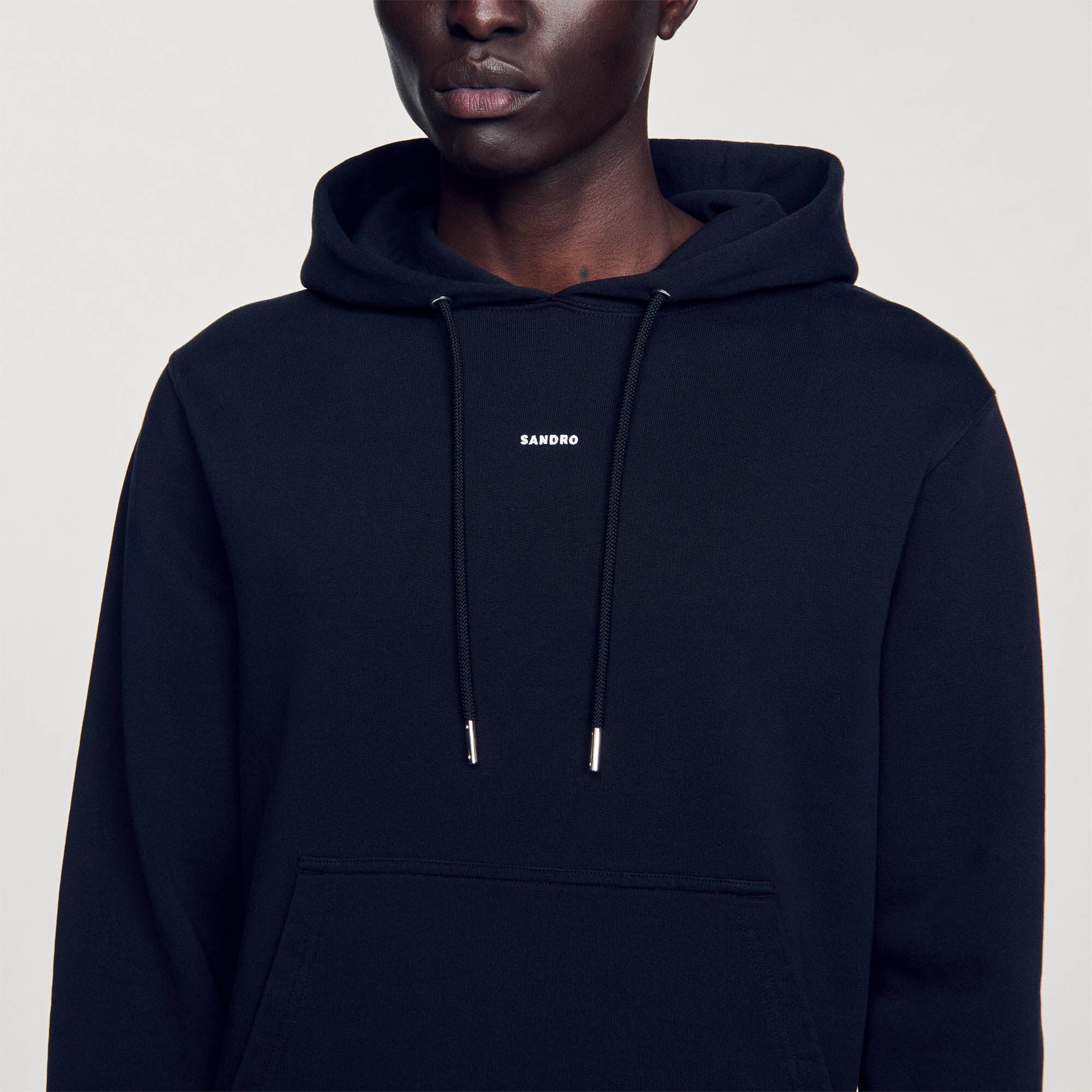 Sandro / Embroidered hoodie Black