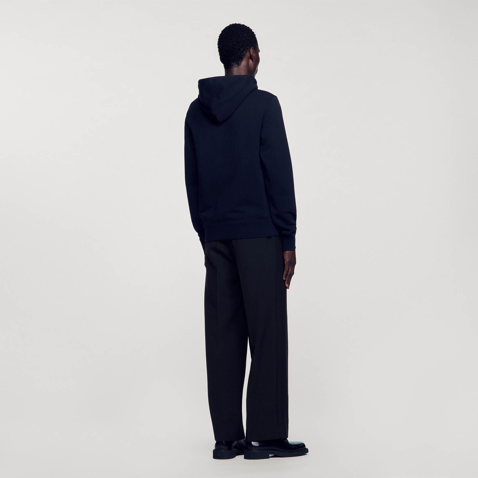 Sandro / Embroidered hoodie Black