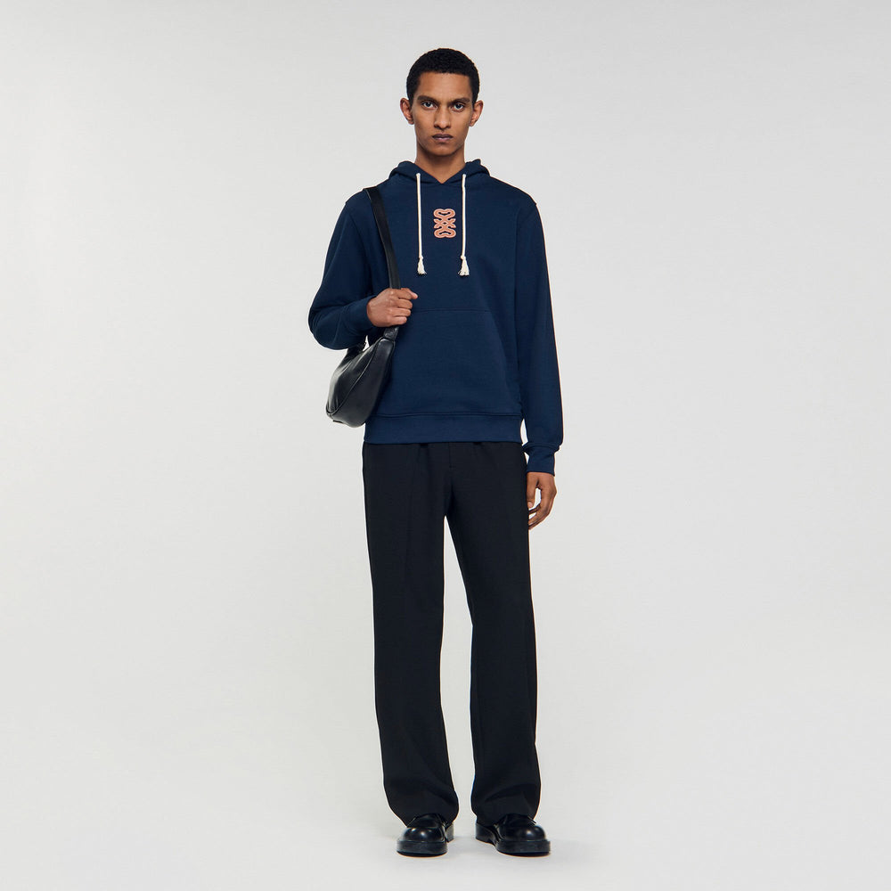 Sandro / Leather patch sweatshirt Navy Blue