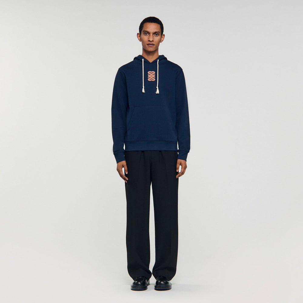 Sandro / Leather patch sweatshirt Navy Blue