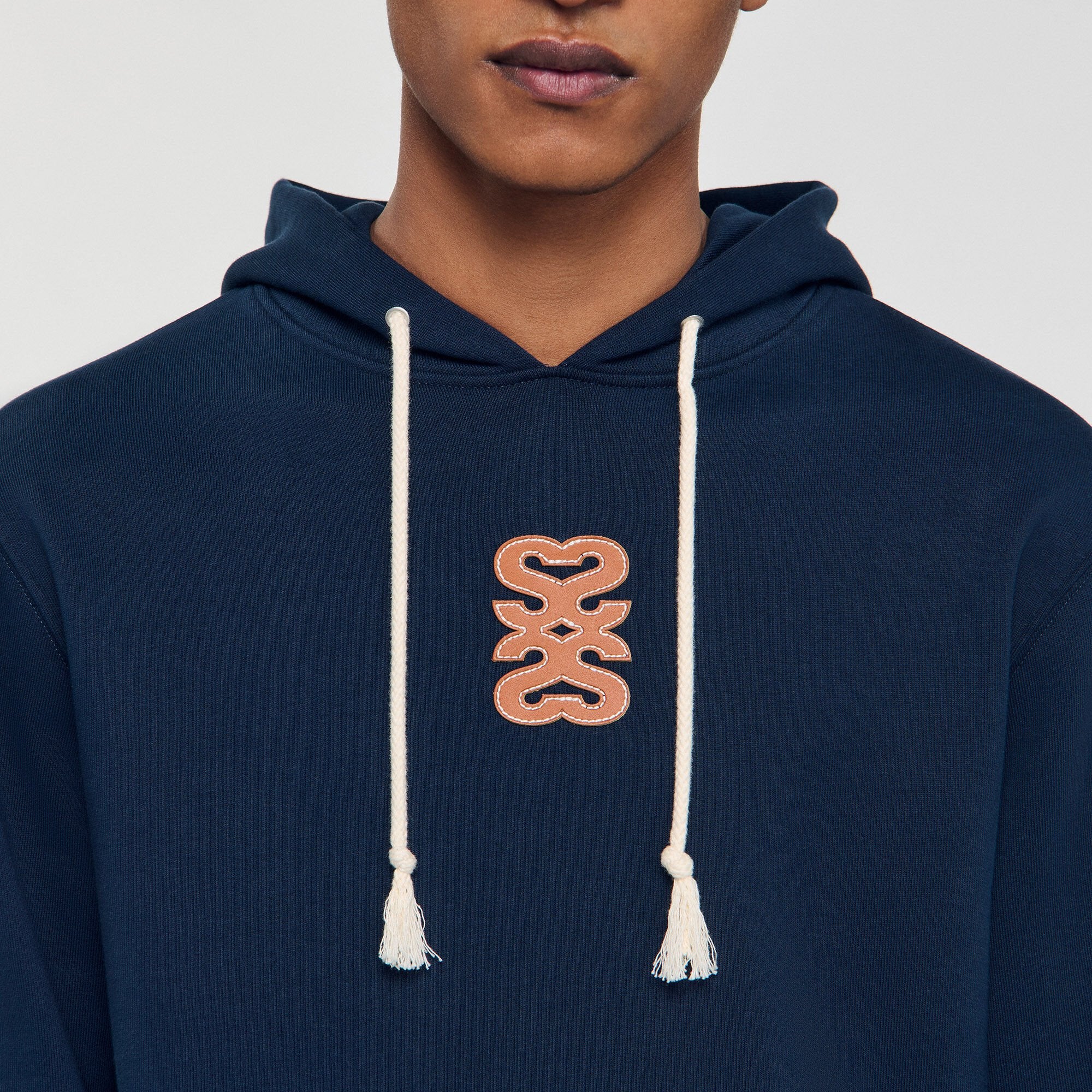 Sandro / Leather patch sweatshirt Navy Blue