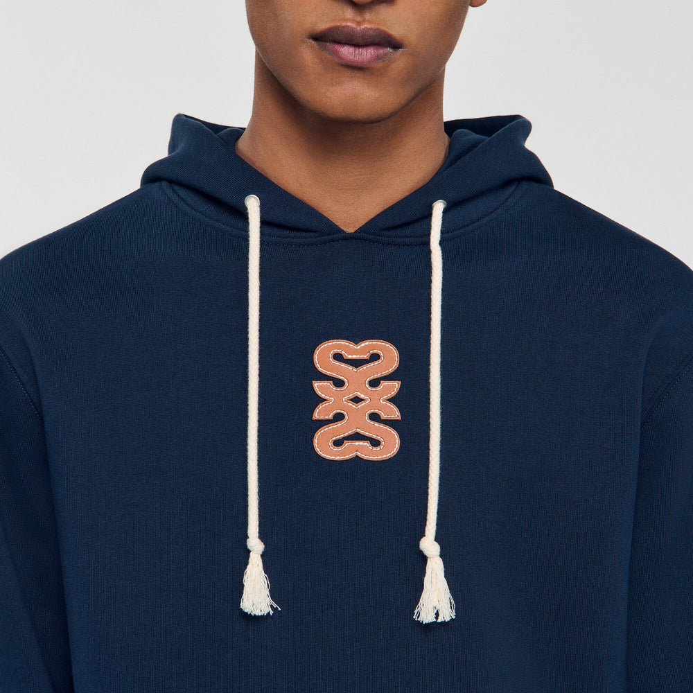 Sandro / Leather patch sweatshirt Navy Blue