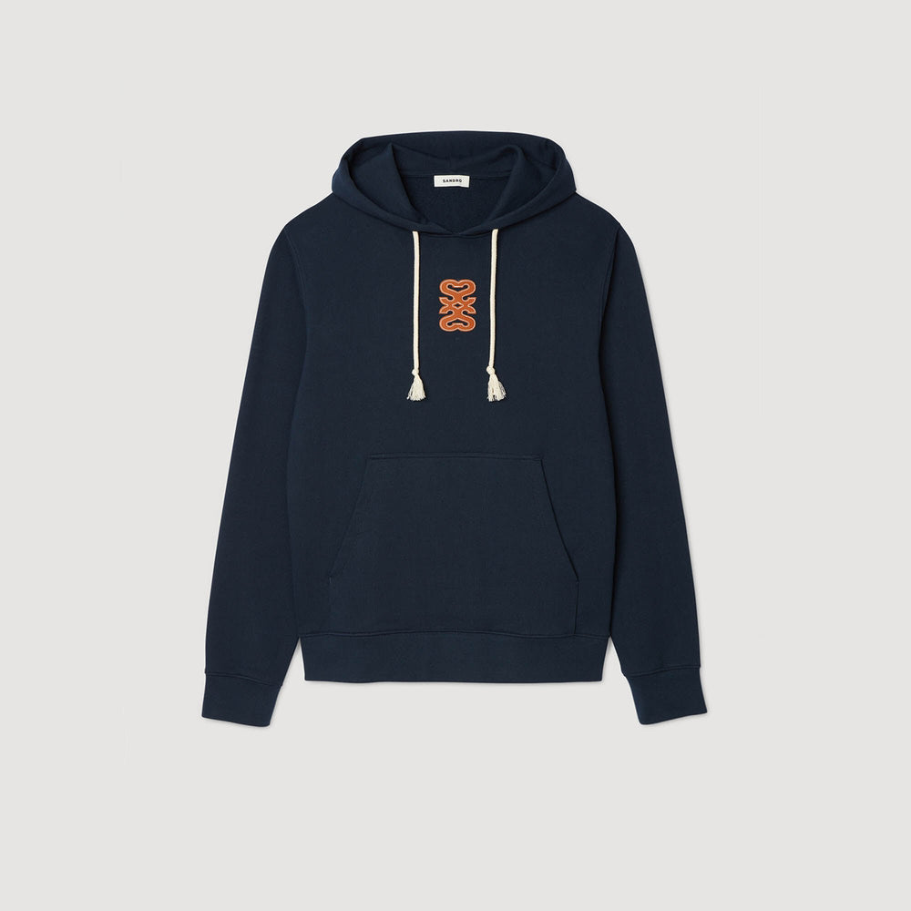Sandro / Leather patch sweatshirt Navy Blue