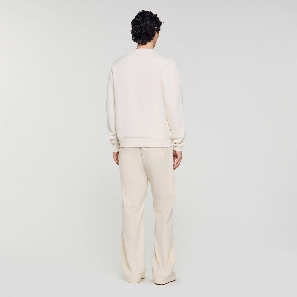 Sandro / Oversized sweatshirt with leather patch Butter Cream
