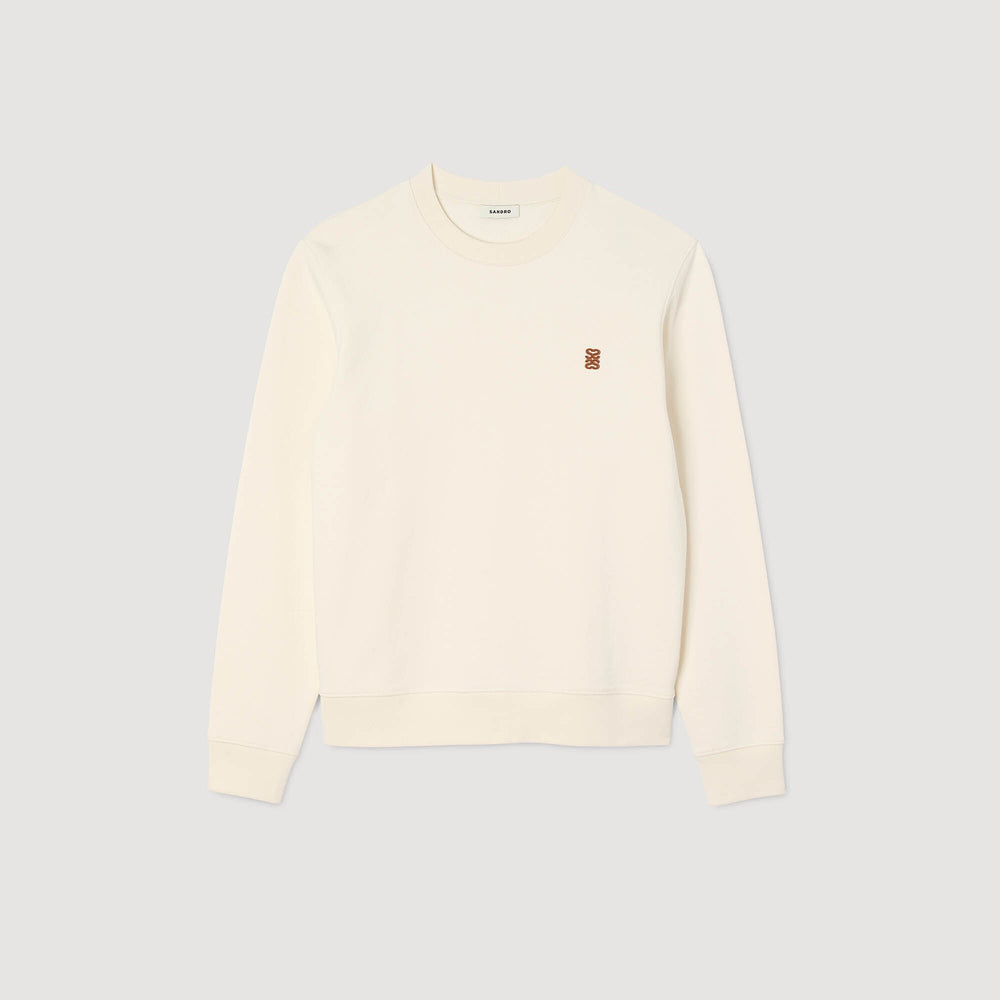 Sandro / Oversized sweatshirt with leather patch Butter Cream