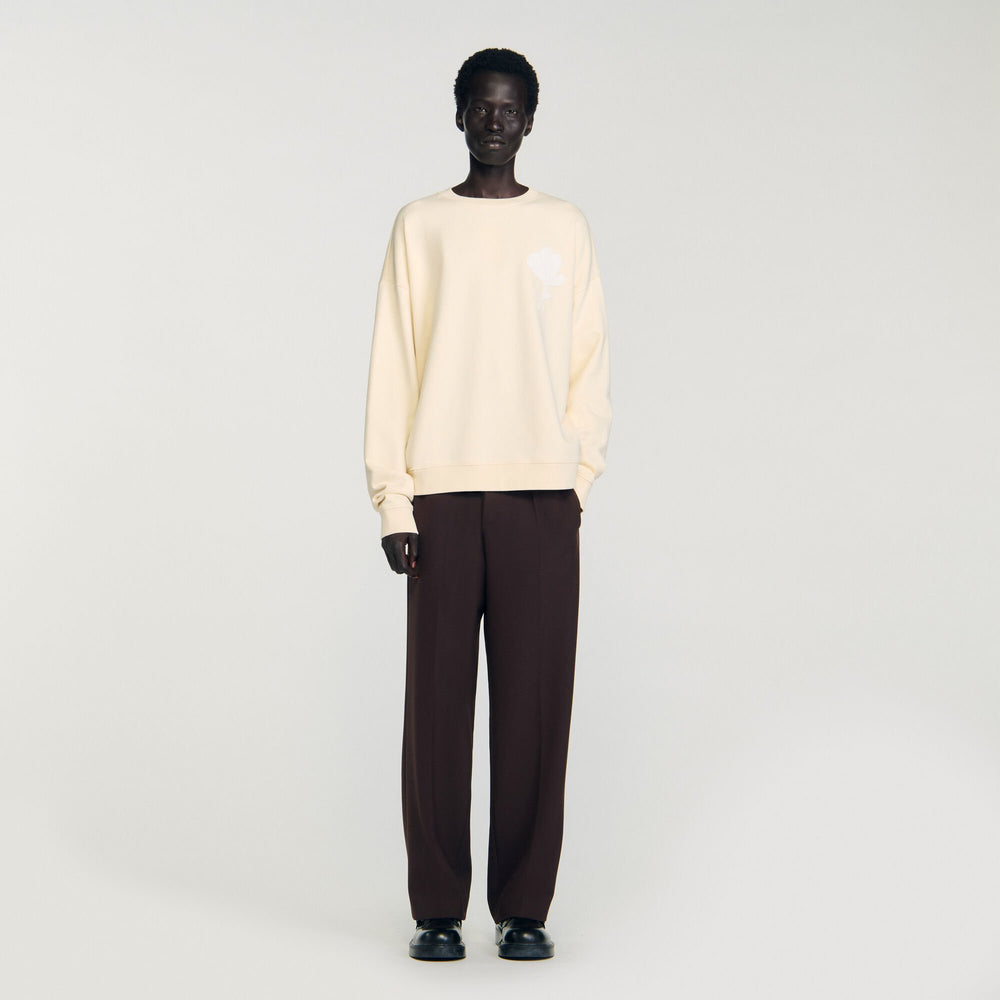 Sandro / Sweatshirt with flower patch Butter Cream