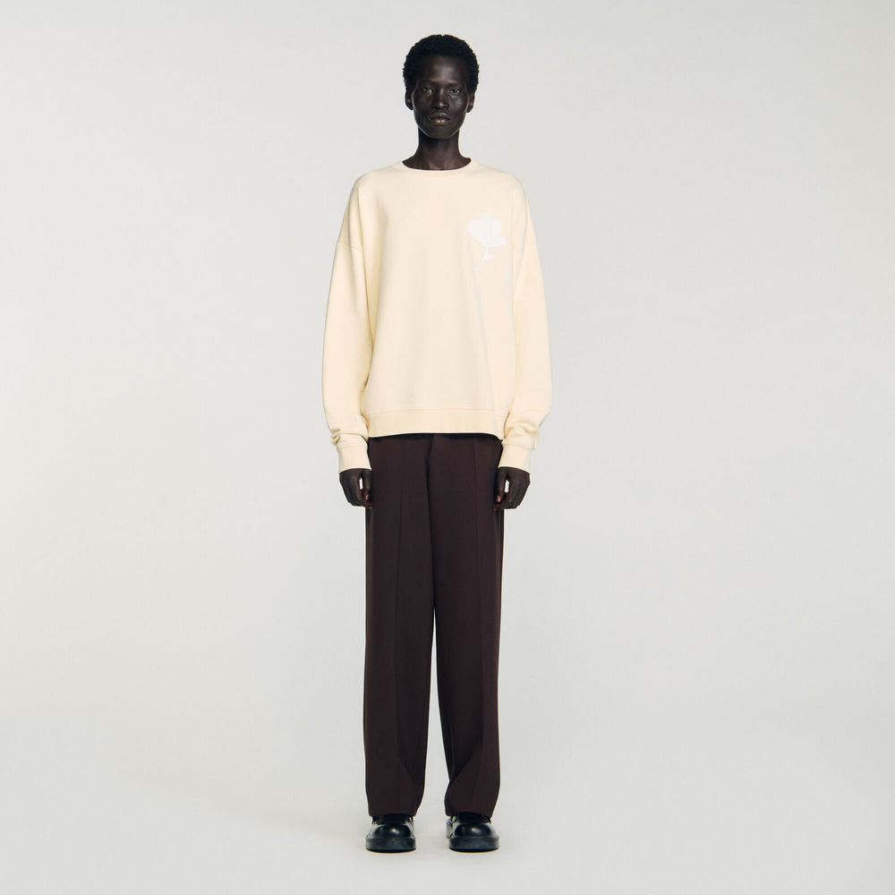 Sandro / Sweatshirt with flower patch Butter Cream