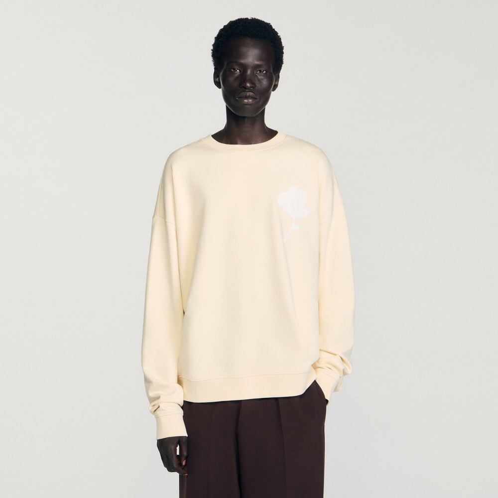 Sandro / Sweatshirt with flower patch Butter Cream