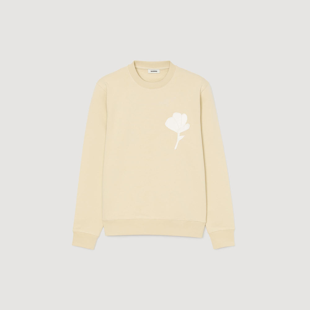 Sandro / Sweatshirt with flower patch Butter Cream
