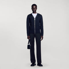 Sandro / Zipped cardigan with hood Black