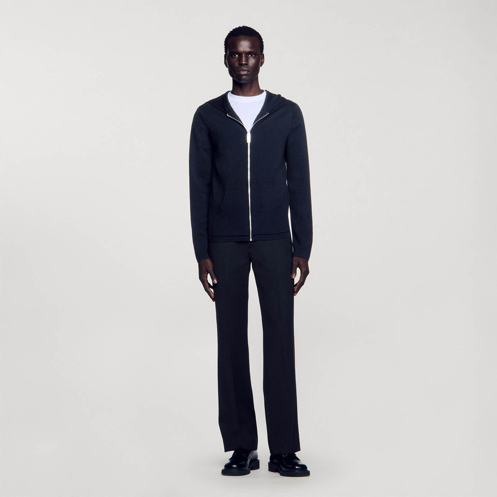Sandro / Zipped cardigan with hood Black