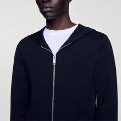 Sandro / Zipped cardigan with hood Black