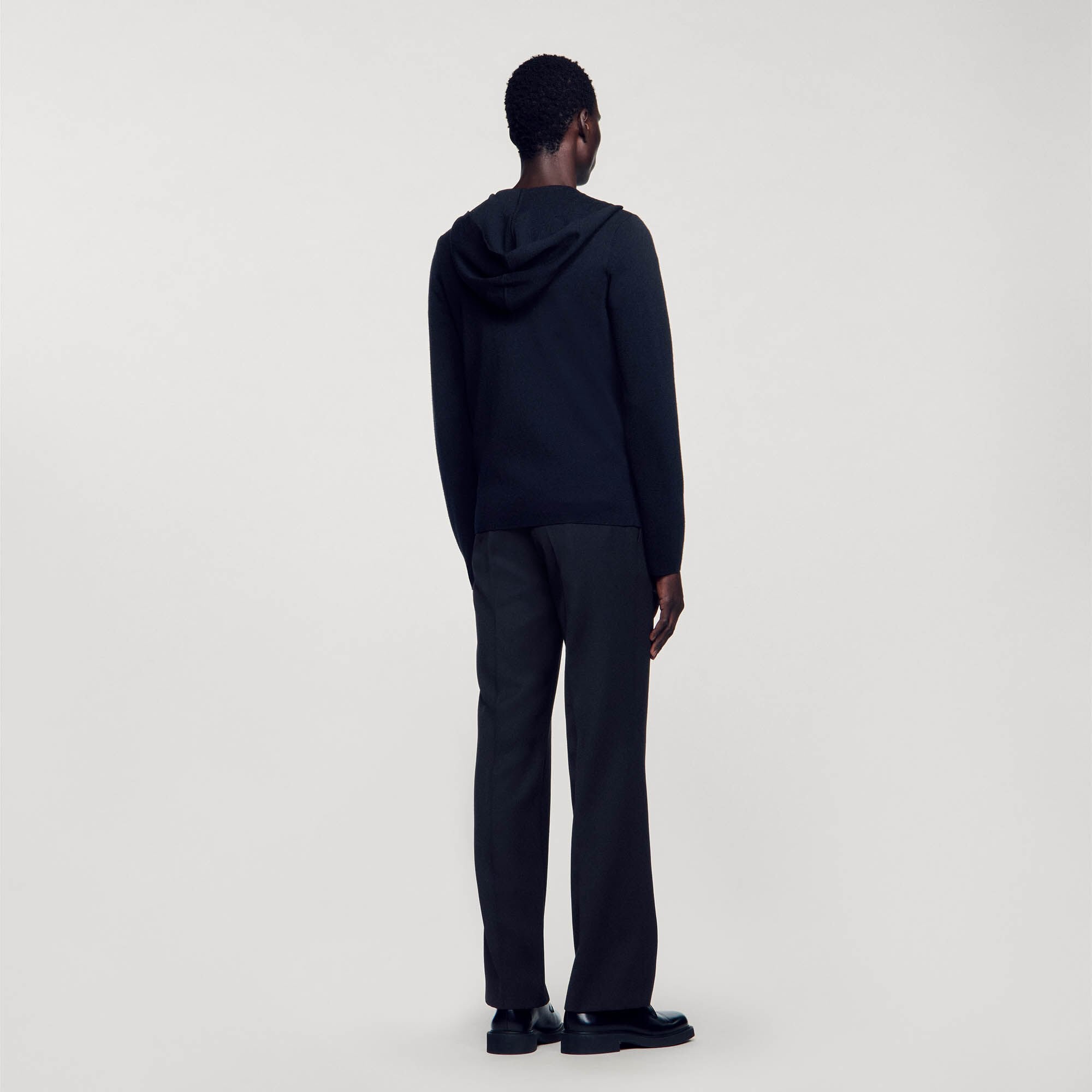 Sandro / Zipped cardigan with hood Black