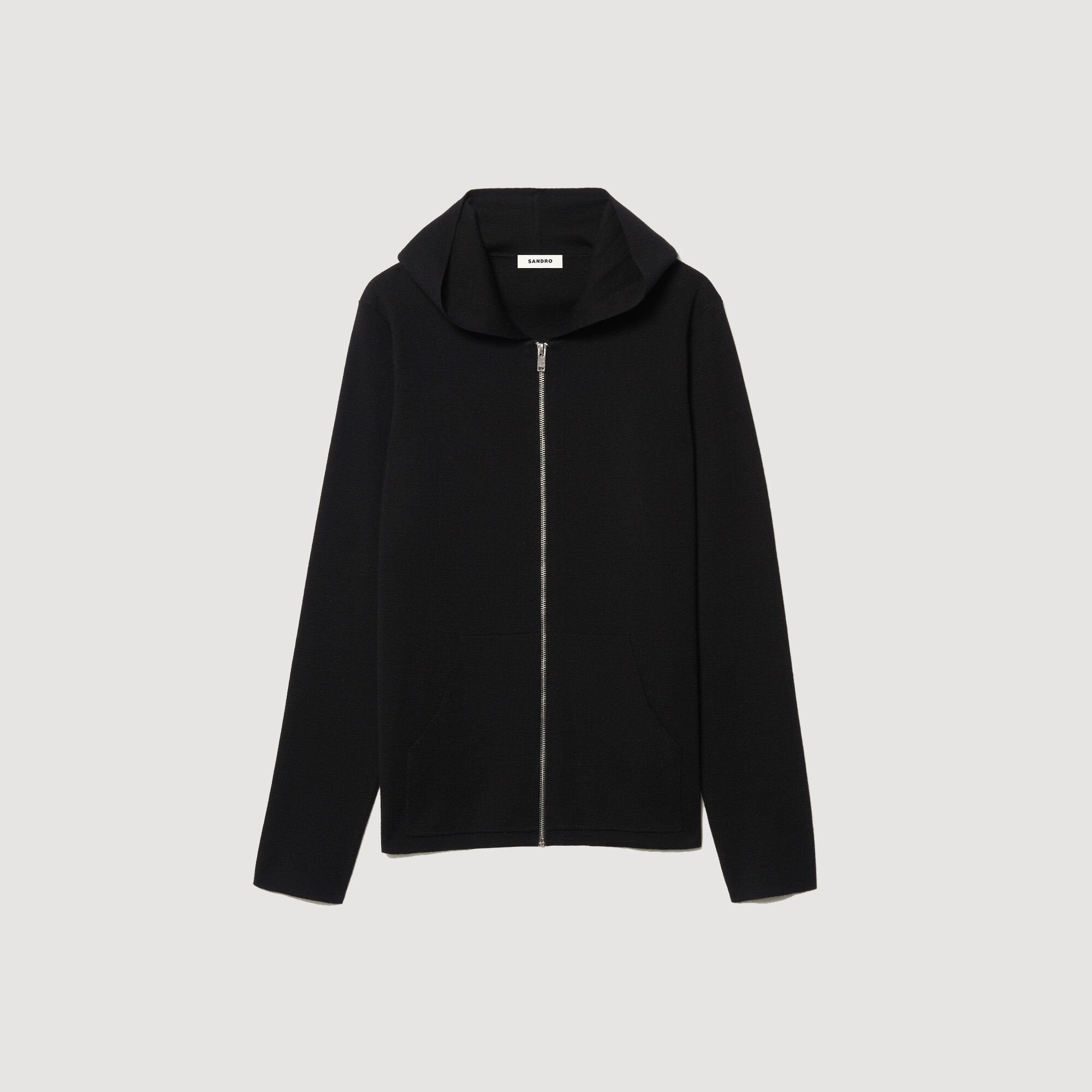 Sandro / Zipped cardigan with hood Black