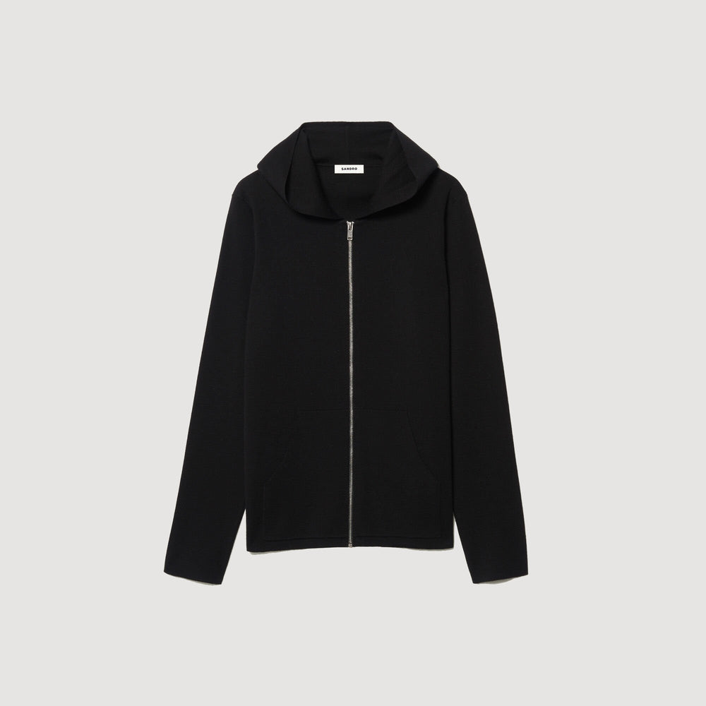 Sandro / Zipped cardigan with hood Black