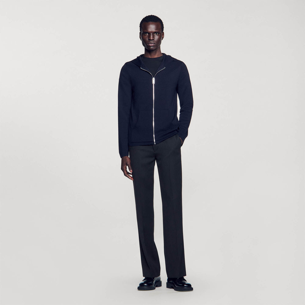 Sandro / Zipped cardigan with hood Navy Blue