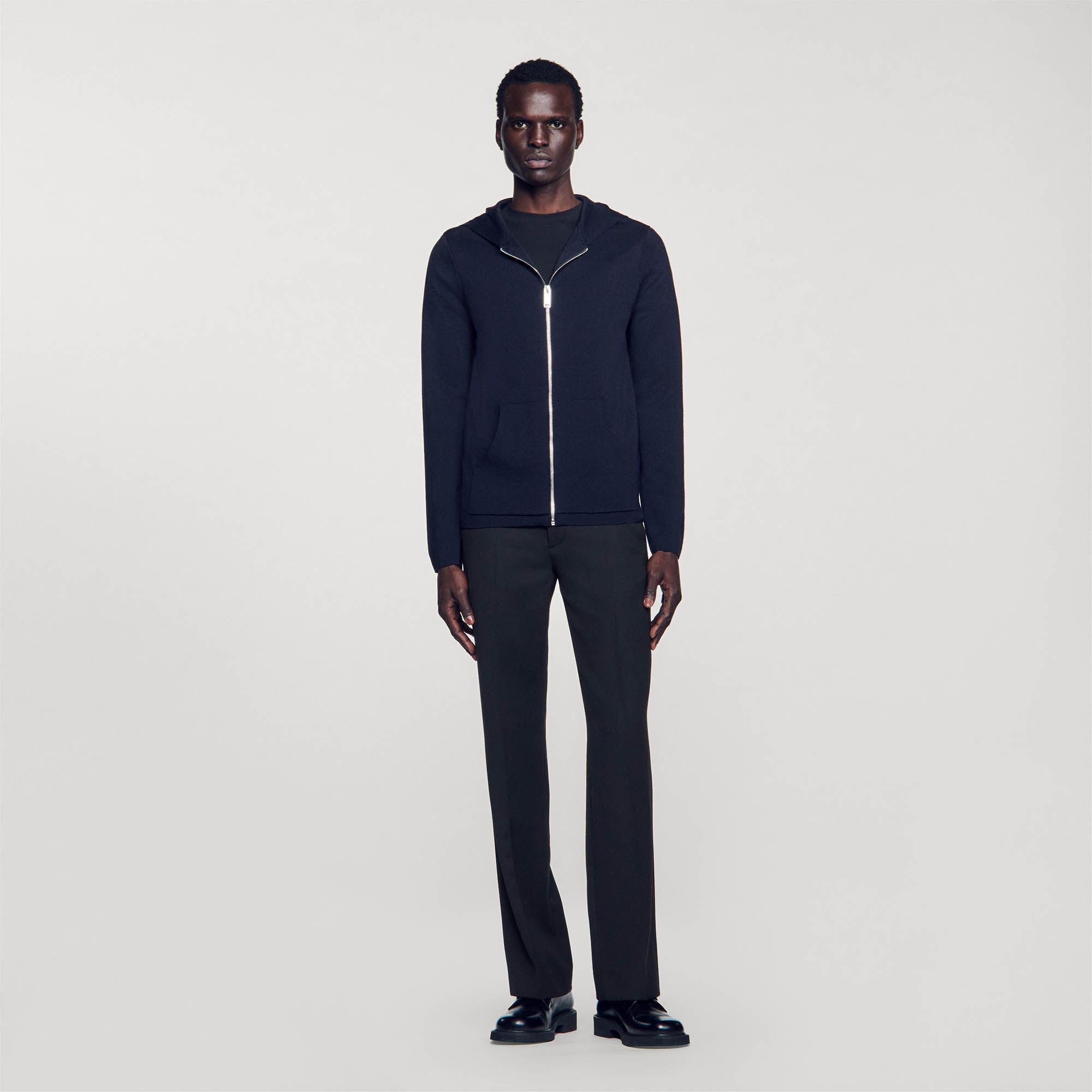 Sandro / Zipped cardigan with hood Navy Blue
