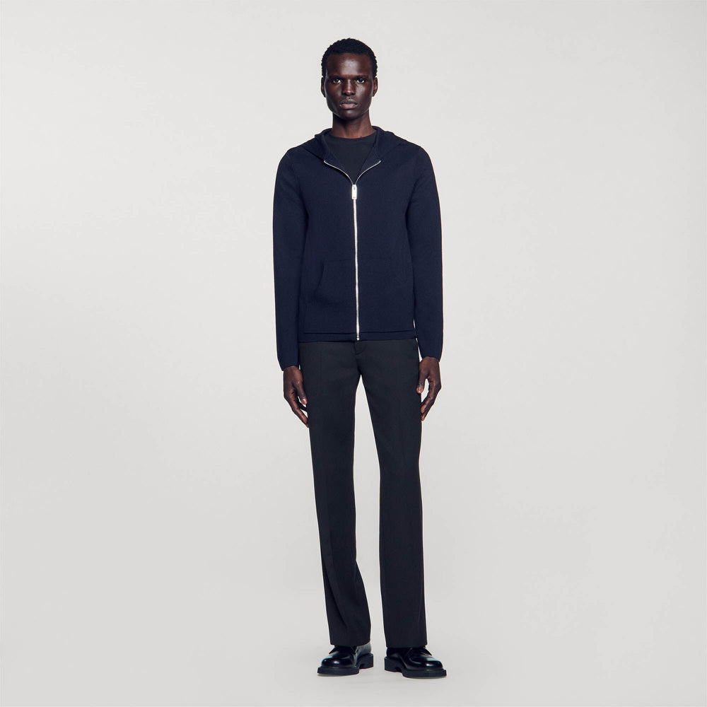 Sandro / Zipped cardigan with hood Navy Blue