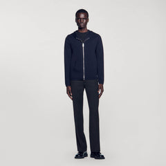 Sandro / Zipped cardigan with hood Navy Blue