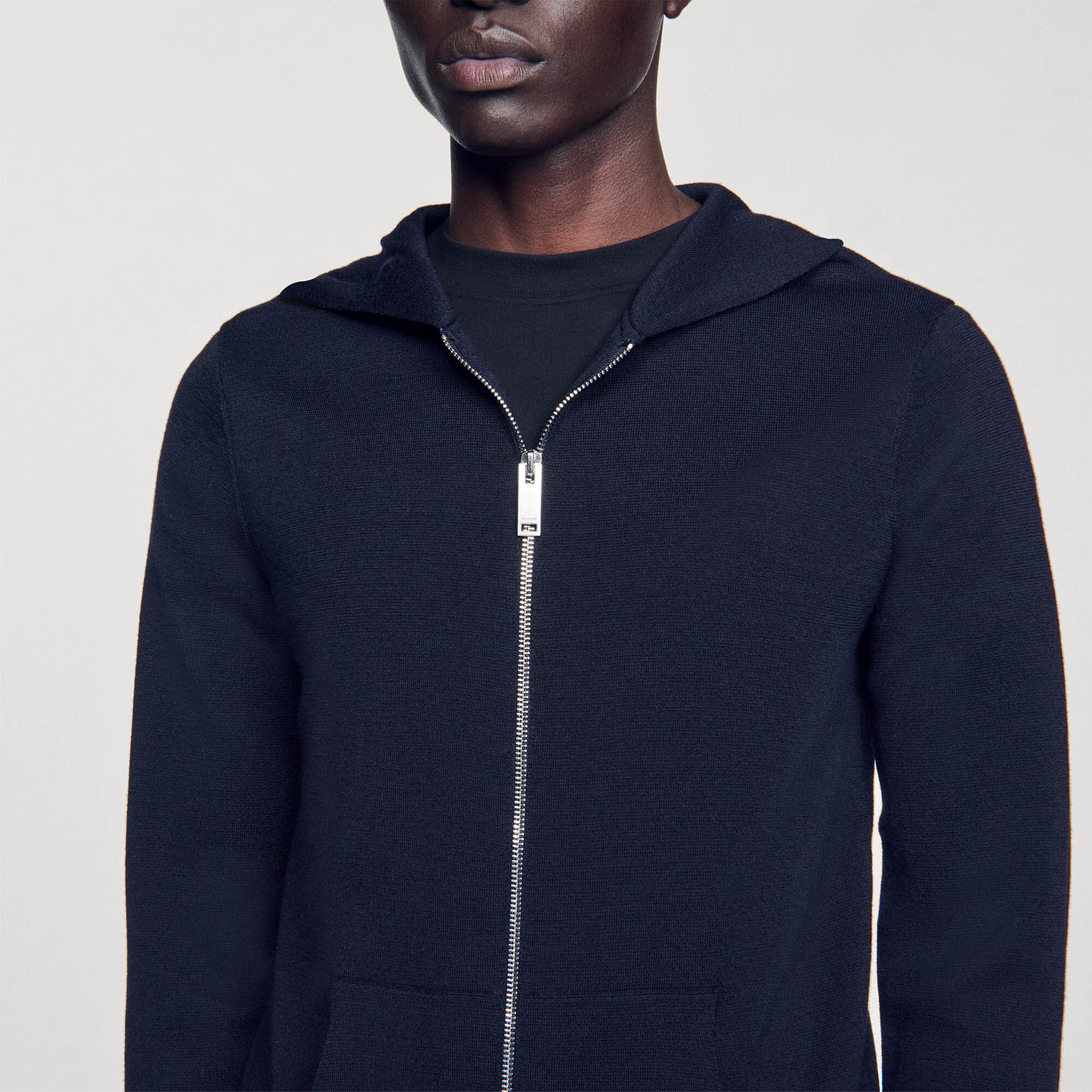 Sandro / Zipped cardigan with hood Navy Blue