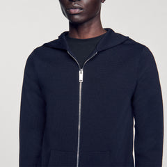 Sandro / Zipped cardigan with hood Navy Blue