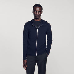 Sandro / Zipped cardigan with hood Navy Blue