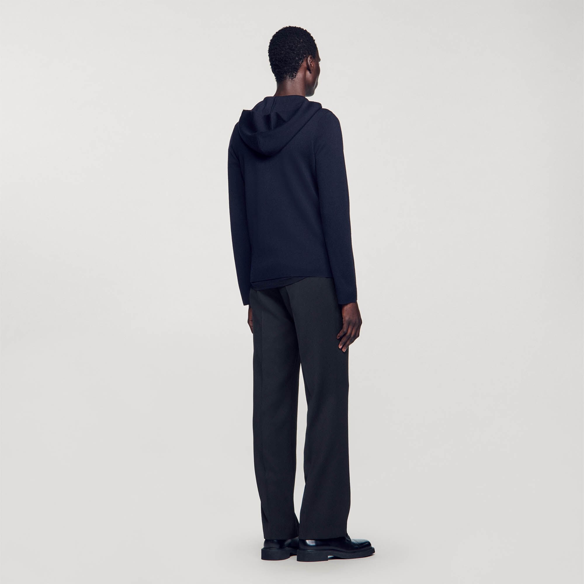 Sandro / Zipped cardigan with hood Navy Blue