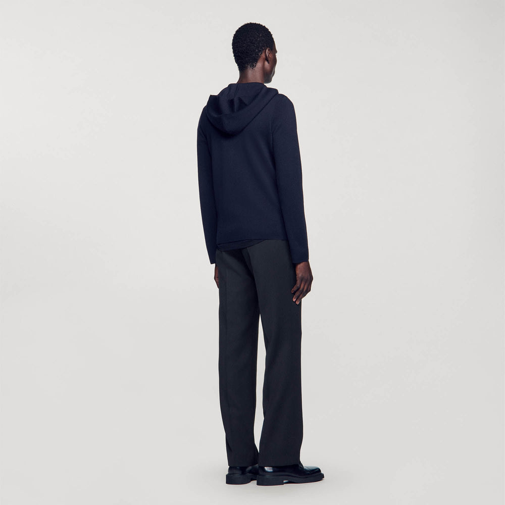 Sandro / Zipped cardigan with hood Navy Blue