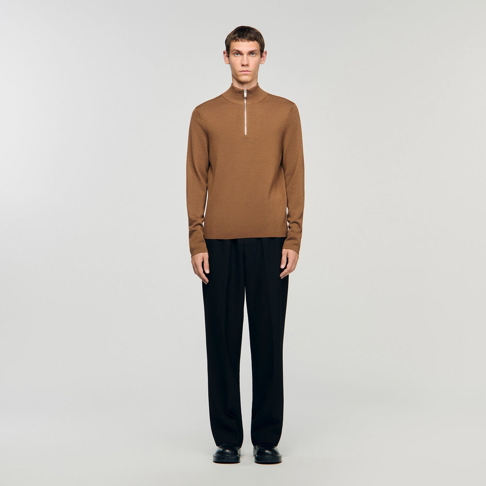Sandro / Wool sweater with zip collar Beige