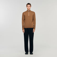 Sandro / Wool sweater with zip collar Beige