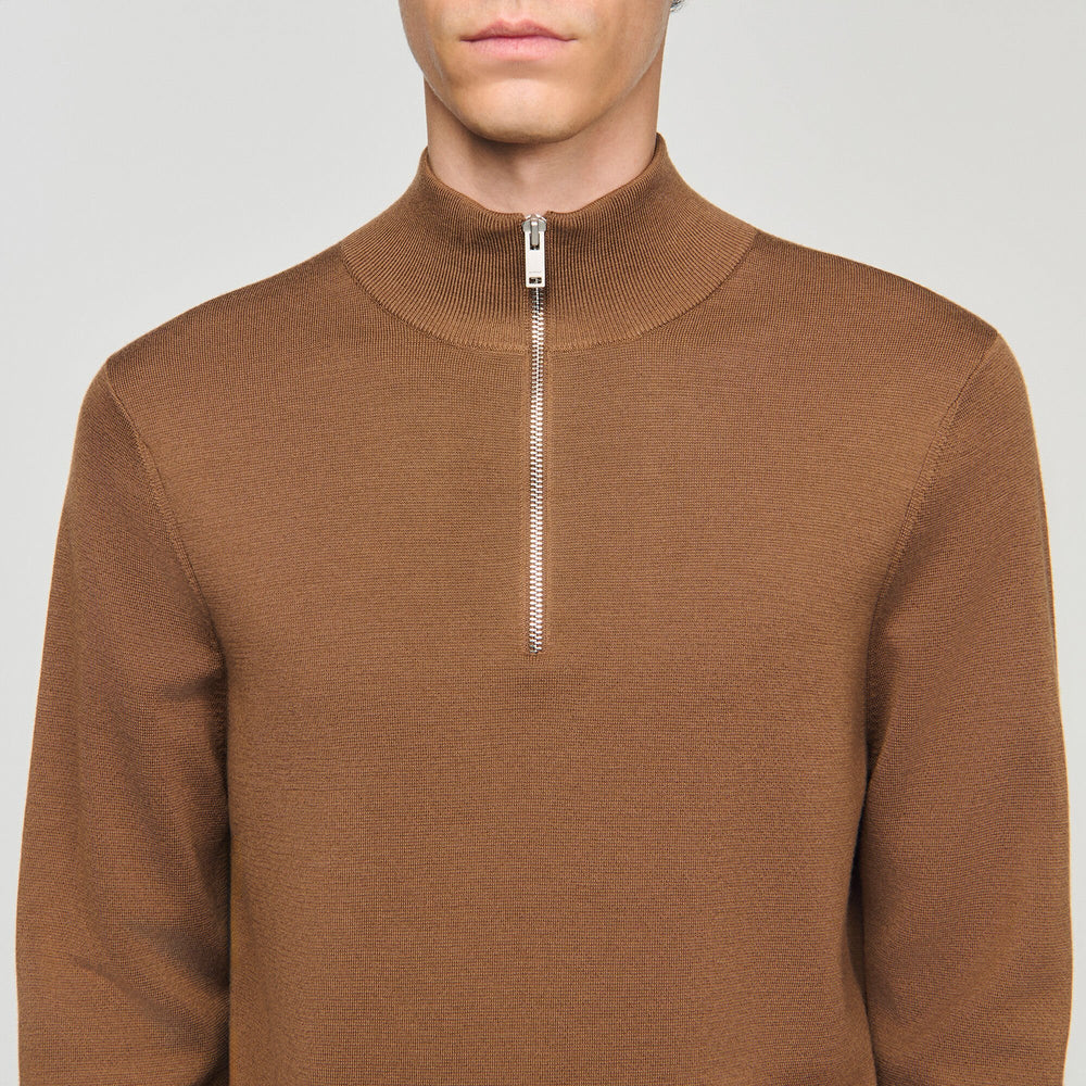 Sandro / Wool sweater with zip collar Beige