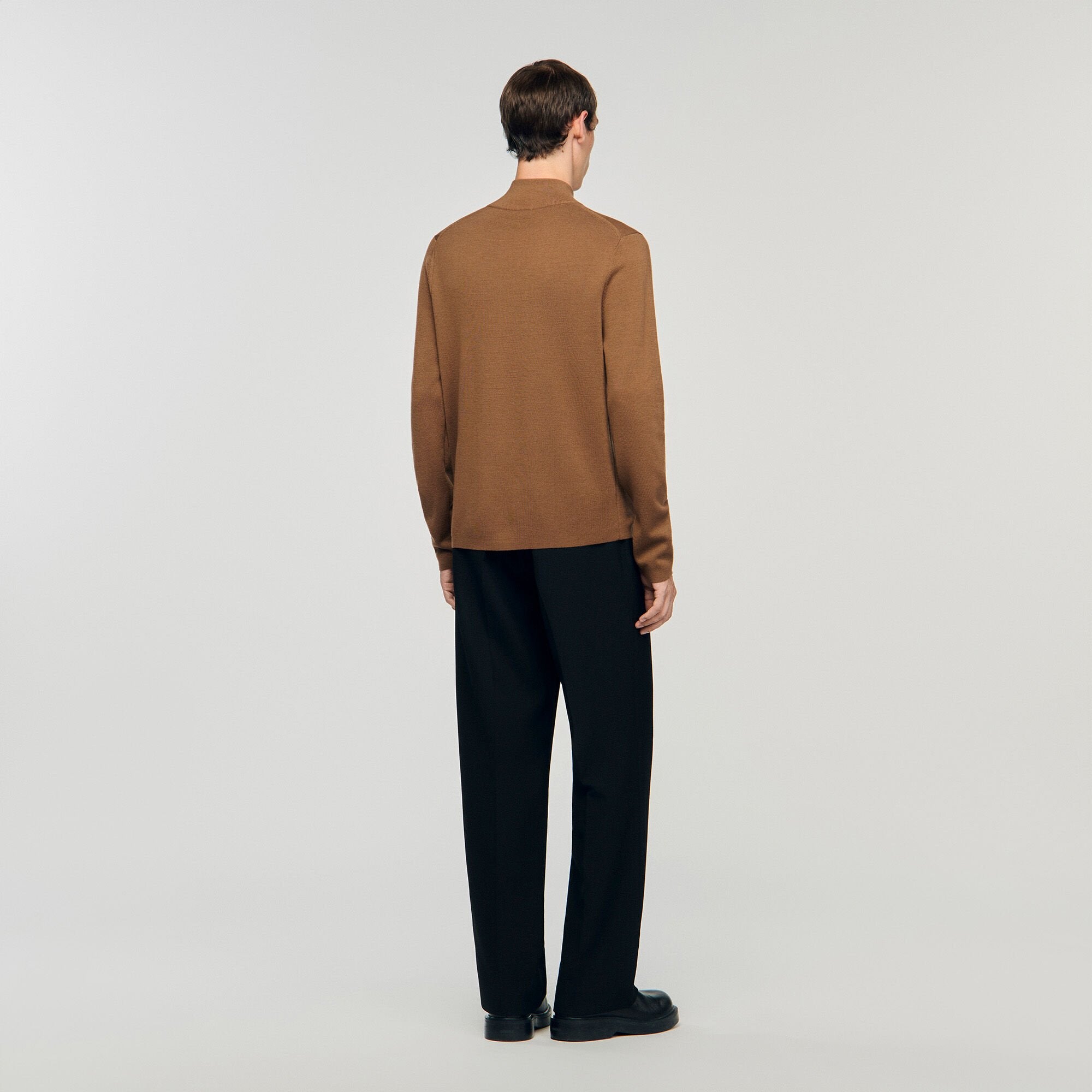 Sandro / Wool sweater with zip collar Beige