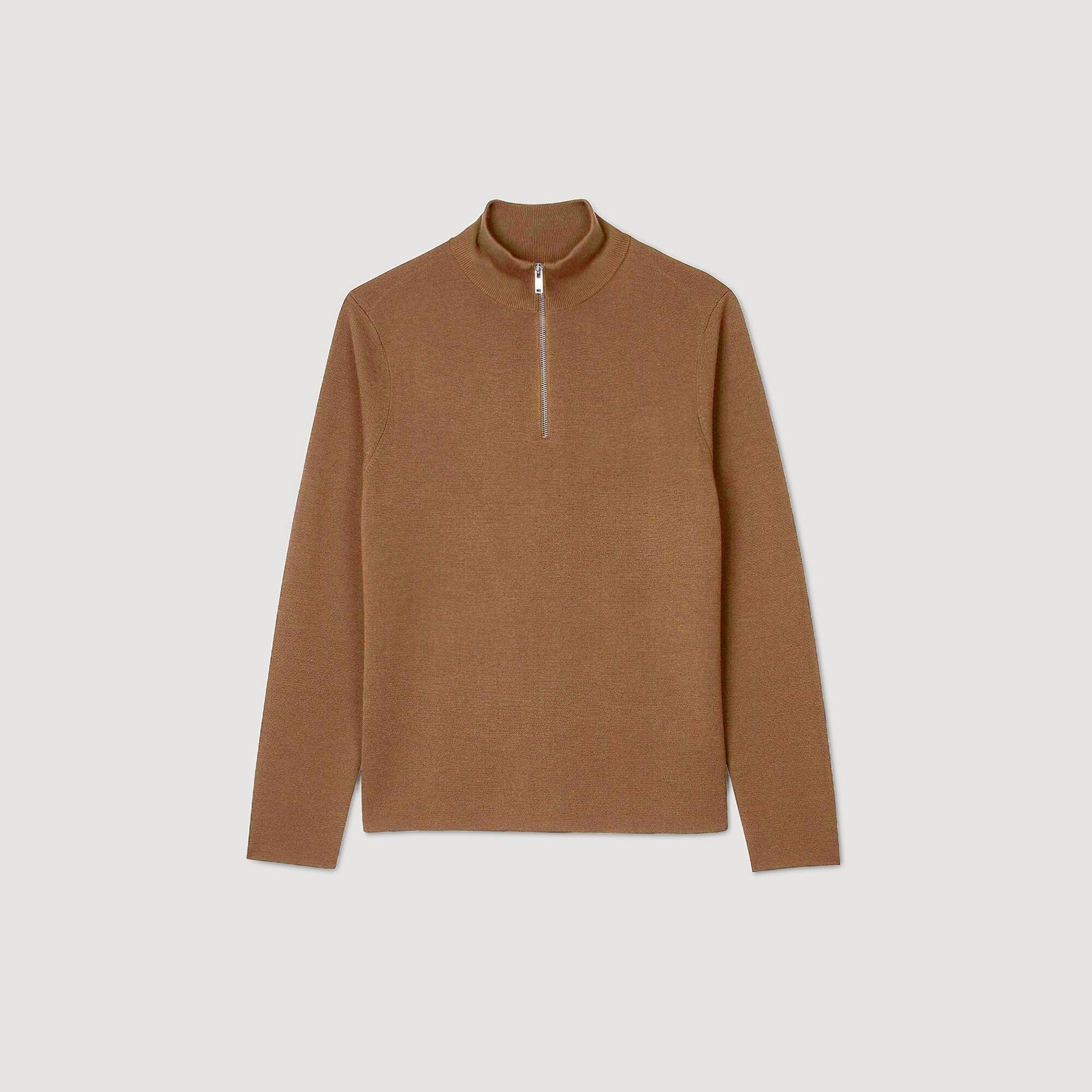 Sandro / Wool sweater with zip collar Beige