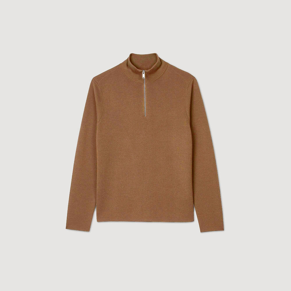 Sandro / Wool sweater with zip collar Beige
