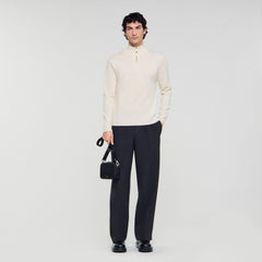 Sandro / Wool sweater with zipped collar Off White