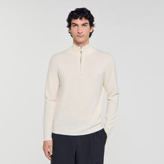 Sandro / Wool sweater with zipped collar Off White