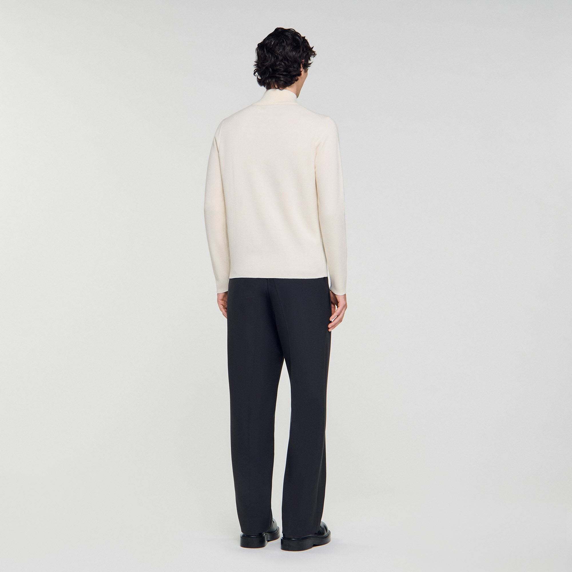 Sandro / Wool sweater with zipped collar Off White