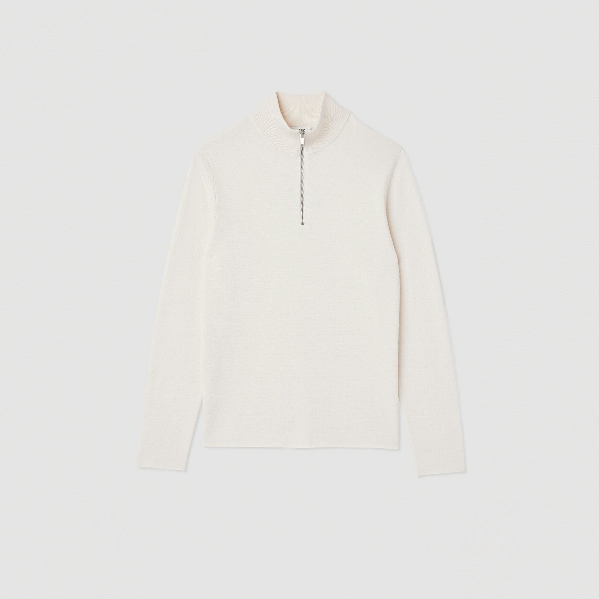 Sandro / Wool sweater with zipped collar Off White