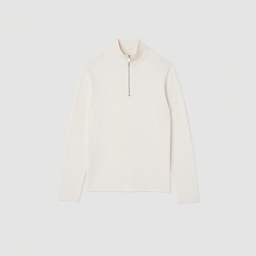 Sandro / Wool sweater with zipped collar Off White