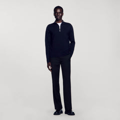 Sandro / Wool sweater with zipped collar Carbon Black